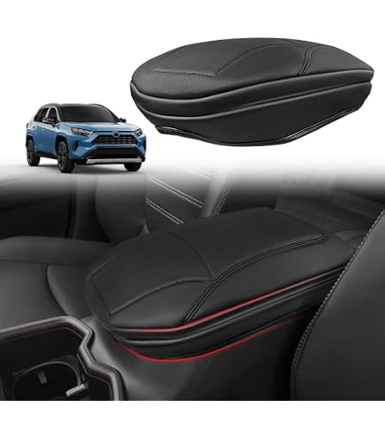 Ecocstm Center Console Cover For Toyota RAV4 (2020-2025) – PU Leather Armrest Protector, Carbon Fiber Texture