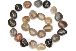 Pebbles Natural Polished Lettering Stones – Small Decorative River Rocks for Meditation, Divination & Indoor Garden Use