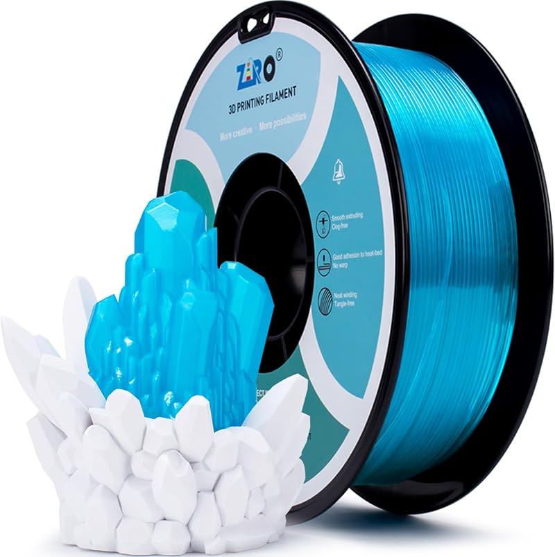 ZIRO Translucent Light Blue PLA Filament 1.75mm 1kg for FDM Printers
