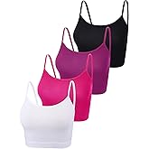 Boao 4 Pack Women's Cropped Tank Tops, Cotton Spaghetti Strap Crop Top Basic Sports Crop Cami Half Camisoles for Teen Girls