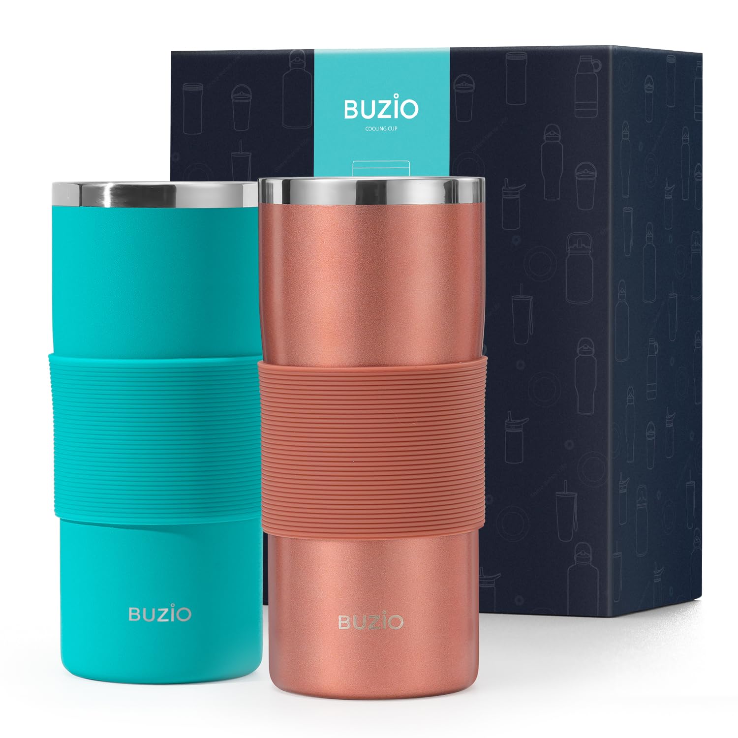 Photo 1 of BUZIO Beer Mugs for Freezer 12oz, Stainless Steel Insulated Freezer Mugs Instantly Cooling Beer, Tea, Coffe, Soda, Dishwasher Safe, Best Frozen Cups for Party, Birthday, Celebration, 2 Sets, Gold&Blue