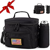 Tactical Reusable Lunch Bag for Men/Women - Insulated Lunch Box Leakproof Lunch Pail Freezable with Adjustable Shoulder Strap,Lunch Cooler Bag for Work Office Picnic Beach,Black
