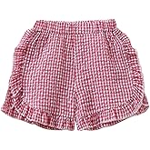 Toddler Baby Girl Ruffle Shorts Gingham Plaid/Stripe Elastic Waist Shorts Pants Bottoms Casual Summer Outfit