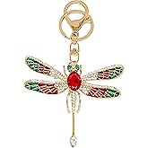 Moydolo Crystal Rhinestone Dragonfly Keychain Bag Charms Bling Dragonfly Key Chain Ring Pendant for Women Girls Handbag Purse
