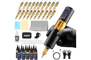 YILONG Tattoo Gun Kit - Wireless Tattoo Pen Machine 2.7-4.5MM Strokes Length,Rotary Tattoo Machines with 1300mAh Tattoo Power Supply, Tattoo Kit Supplies for Beginners and Professionals Complete Set