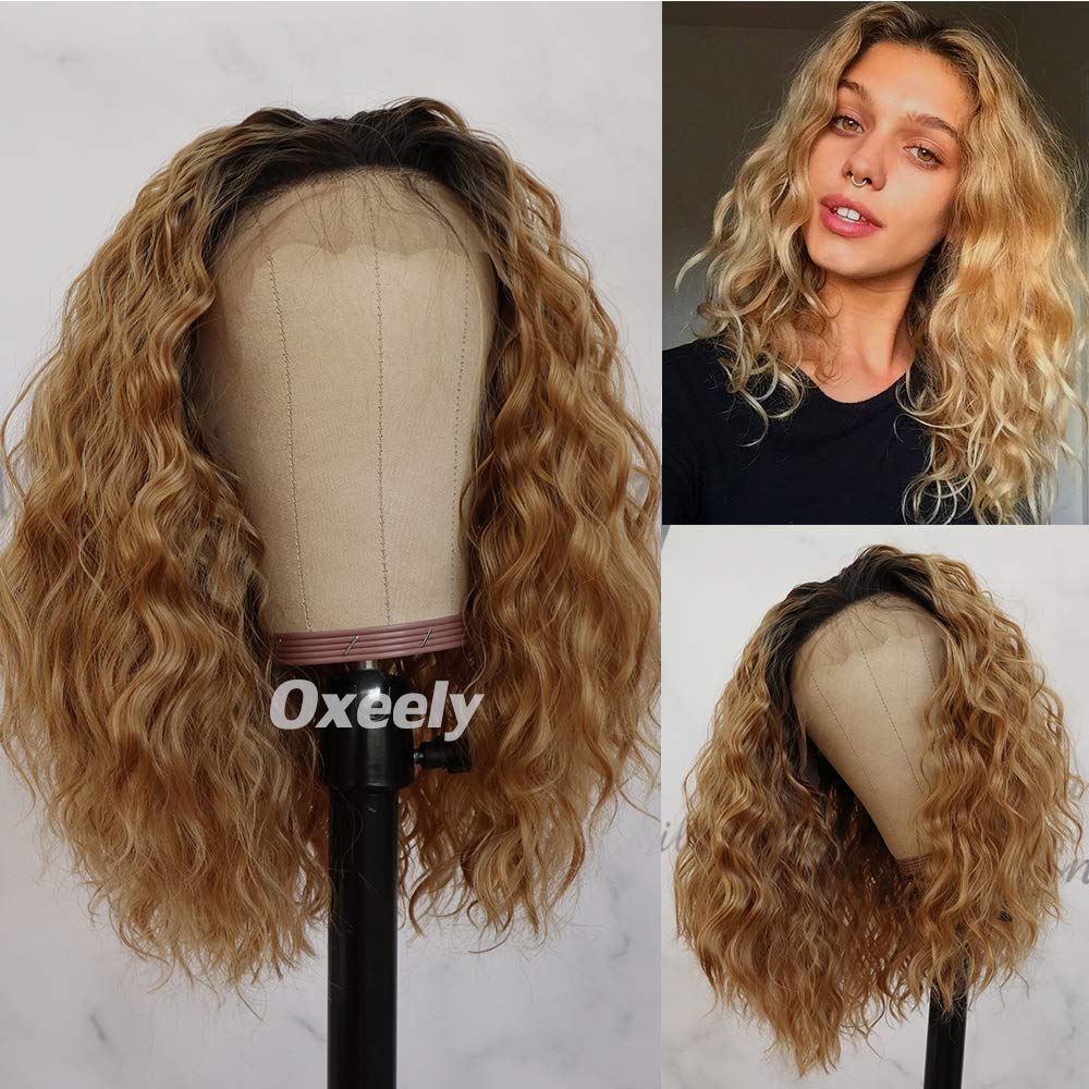 Amazon Com Oxeely Blonde Ombre Glueless Lace Front Wigs Medium