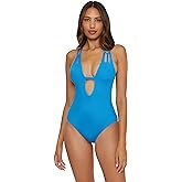 Becca Womens Color Code One Piece Swimsuit, Plunge Neck, Bathing Suits for Women