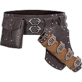 3 Piece Medieval Viking Wide Belt Set — include Belt, Sword Holster, and Fanny Pack, Perfect for Renaissance Faire & LARP