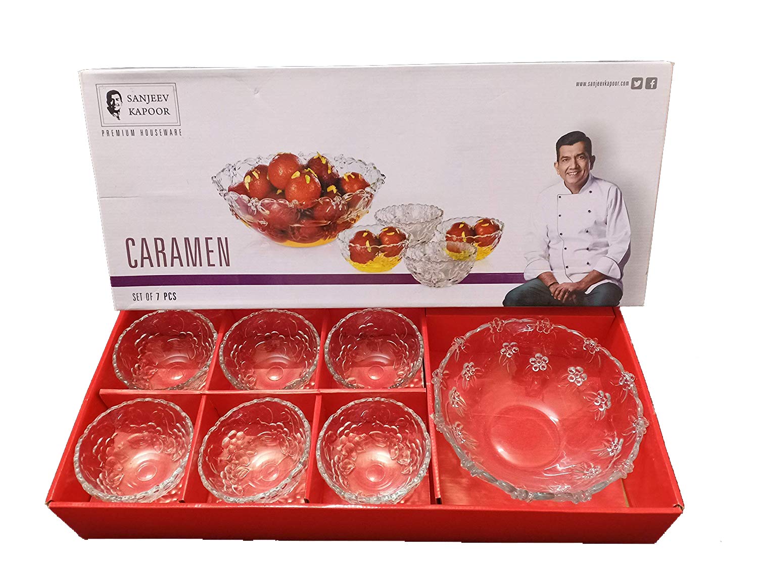Buy Sanjeev Kapoor Caramen Glass 7 Pcs Pudding Set (White) Online at