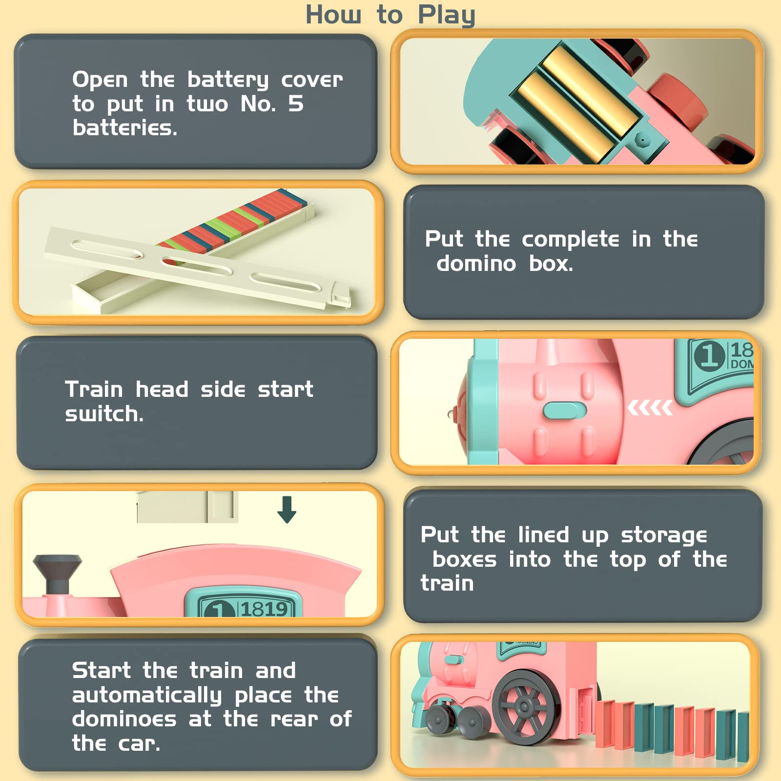 Domino Train Toys for Girls 3+ Year Old: Kids Stacking Dominoes Games - Montessori Toy Toddler 3-5 Boys ages 4-8 - Interactive Autism Fine Motor Activities Birthday Gift Stocking Stuffer 4 5 6 Yr Olds