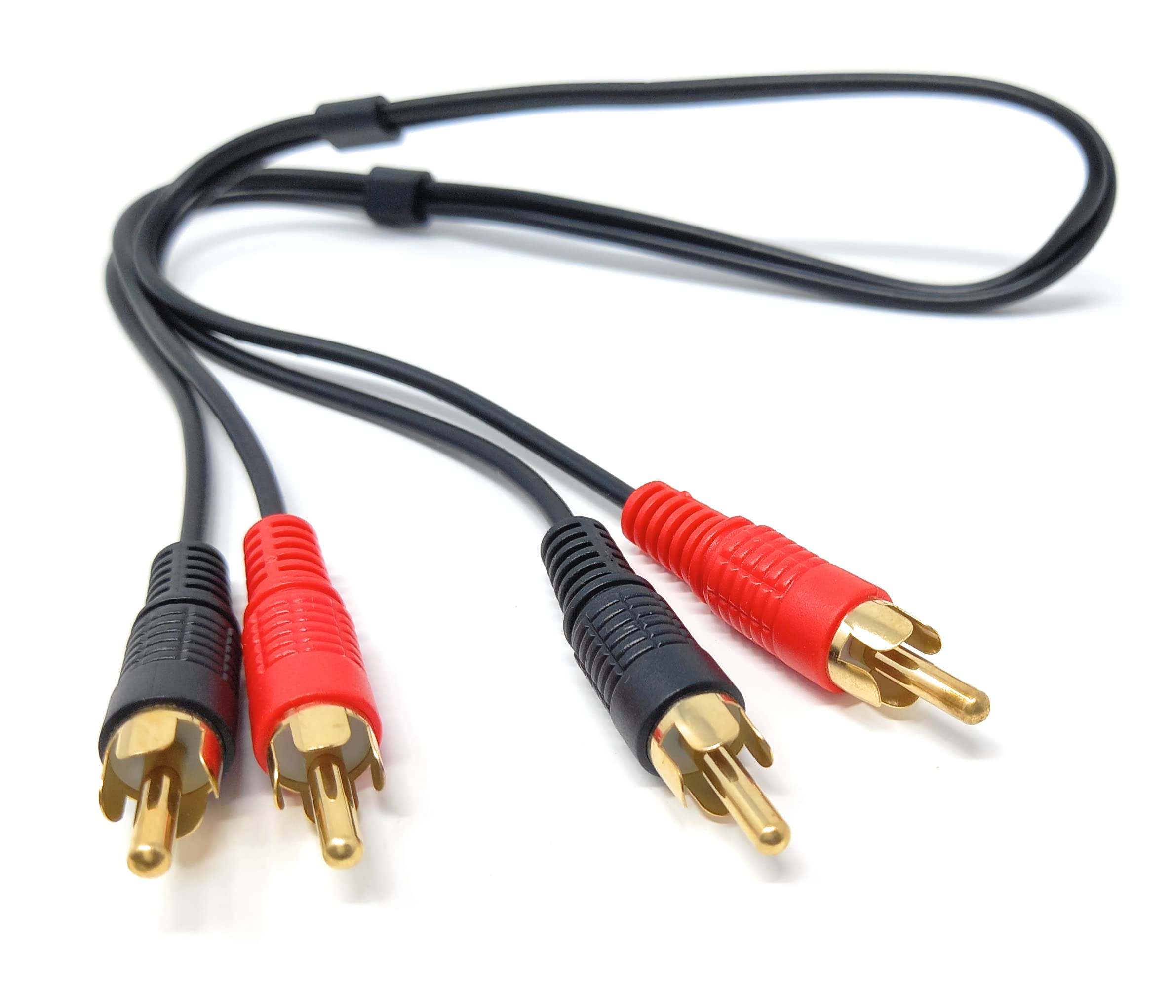 DRUT 50cm short RCA to RCA Phono Twin Jack to Jack Stereo Audio Cable Lead Cord Compatible With CD/DVD/Amplifier/Hifi/DJ Mixer/Turntable 1.6ft Black Gold Connectors