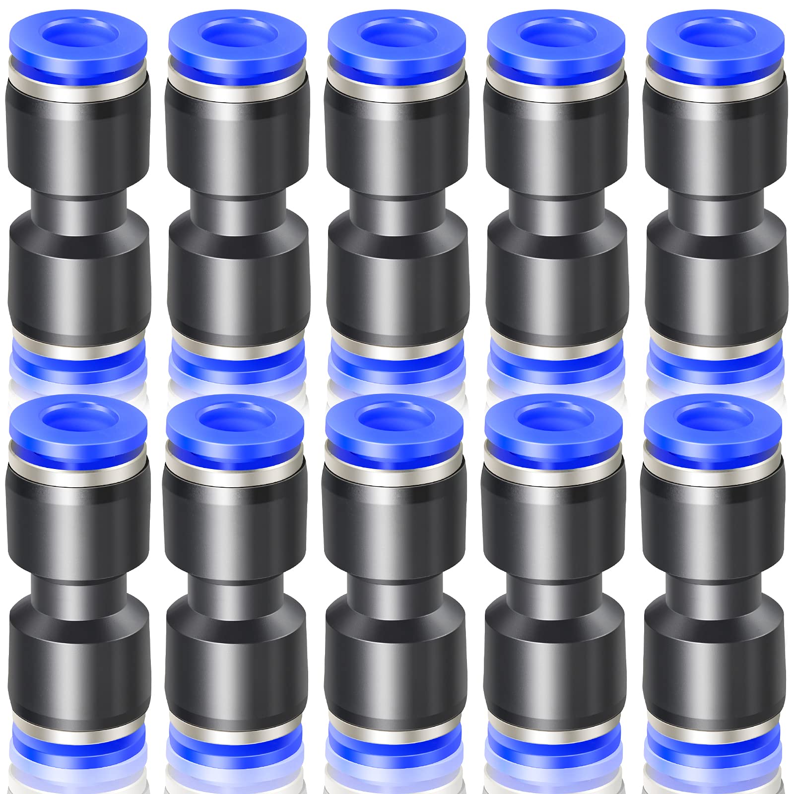 ERGAOBOY 10 Pcs 4MM Tube OD Straight Push to Connect Fittings, Blue Pneumatic Push Lock (PU4)