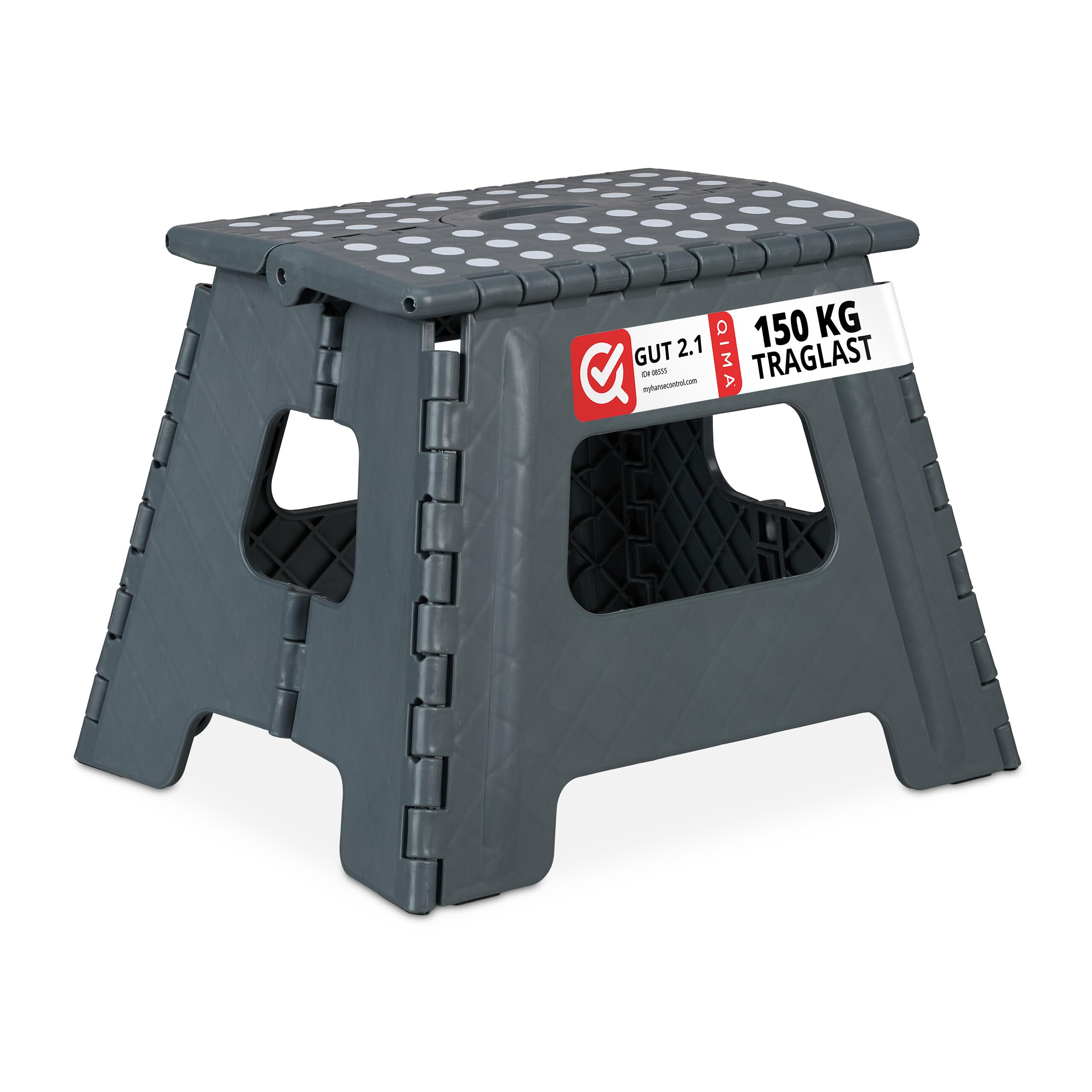 Relaxdays Folding L, Portable, Step, Kids’ Bathroom Stool for up to 120 kg, Plastic, 32.5 cm Tall, Grey, One Size