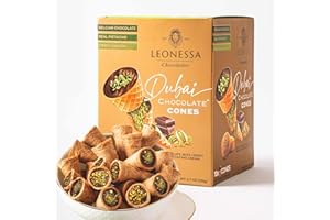 Leonessa Dubai Chocolate Cones with Pistachio Kunafa | Made with Premium Belgian Chocolates | Kunafa Chocolate | Chocolates de Dubai - 4.7 oz