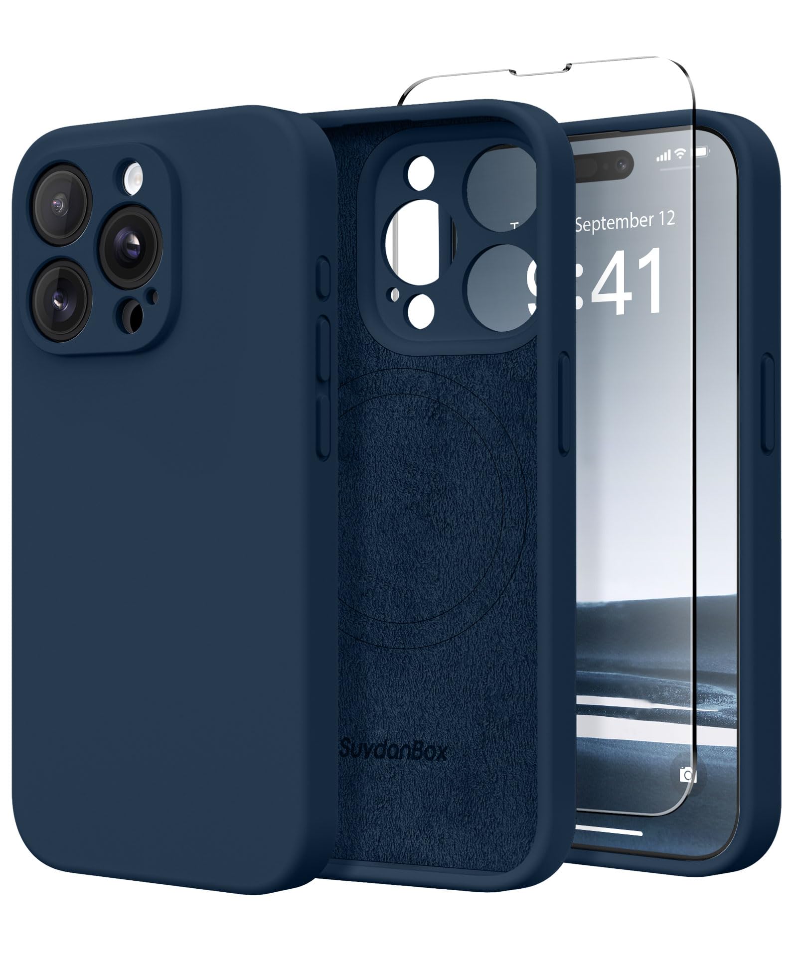 SuydanBox Magnetic for iPhone 15 Pro Case, Compatible with MagSafe, [Full Camera Protection][Screen Protector] Silicone Shockproof Protective Phone Case for iPhone 15 Pro 6.1", Cobalt Blue — image 1