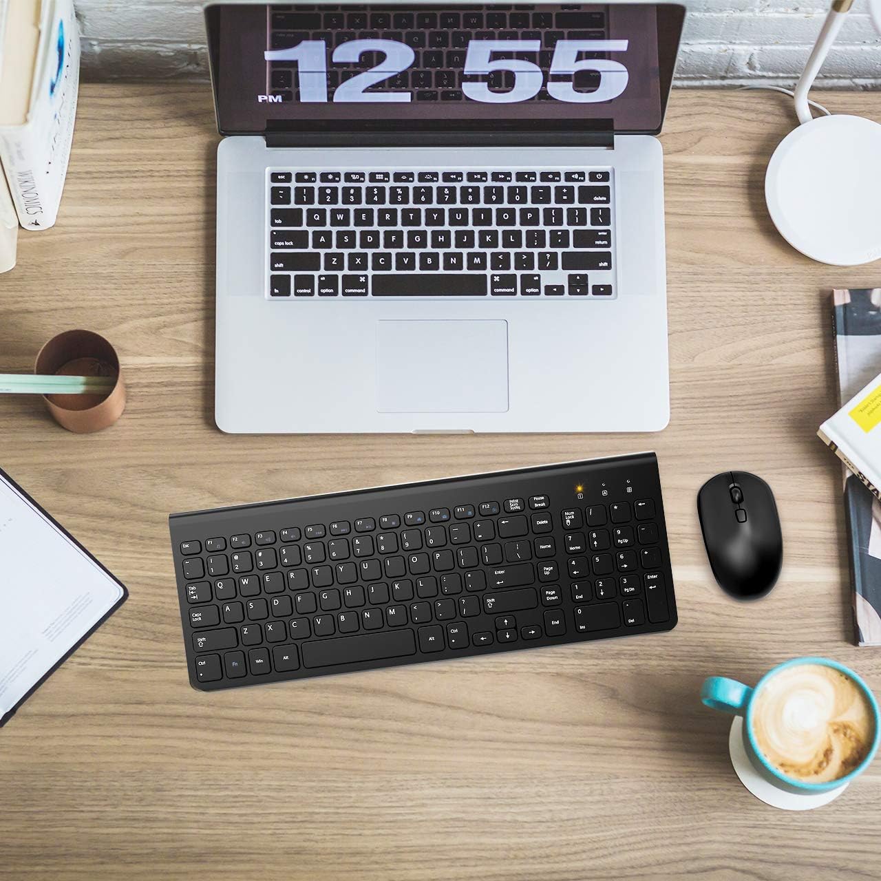 Wireless Keyboard Mouse Combo, WisFox 2.4GHz Slim Full Size Wireless Keyboard and Mouse Set with Number Pad and Nano Receiver for PC Laptop Windows, Quiet and Ergonomic (Black): Computers & Accessories