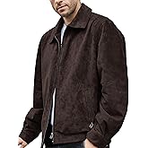 FLAVOR Men's Suede Leather Bomber Jacket Casual Coat for Men