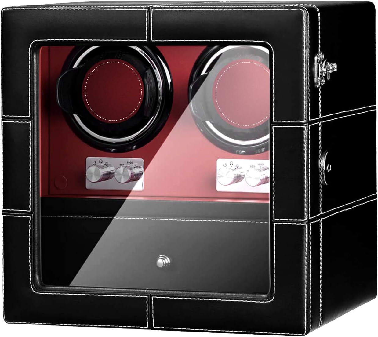 JQUEENWatch Winder for Automatic Watches with Super Quiet Japanese Mabuchi Motor, Microfiber Leather,21 Rotation Mode Setting,Built-in Illumination