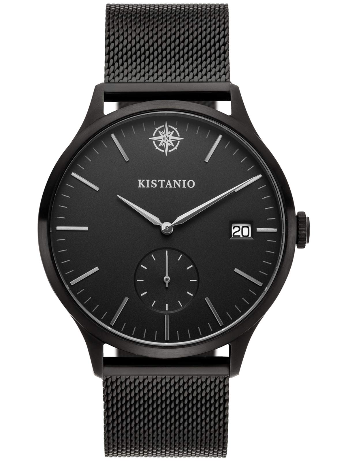 Kistanio Men's Watch Stratolis Sapphire Glass Black Mesh with Milanese Band KIS-STR-40-113