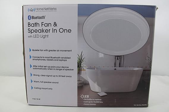 Home Netwerks Decorative White 80 Cfm Ceiling Mount Bluetooth Stereo Speaker Bathroom Exhaust Fan With Led Light Amazon Com