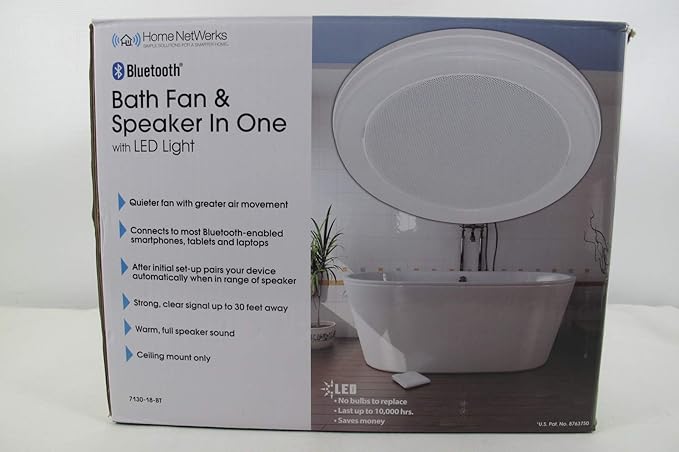 Home Netwerks Decorative White 80 Cfm Ceiling Mount Bluetooth Stereo Speaker Bathroom Exhaust Fan With Led Light Amazon Com
