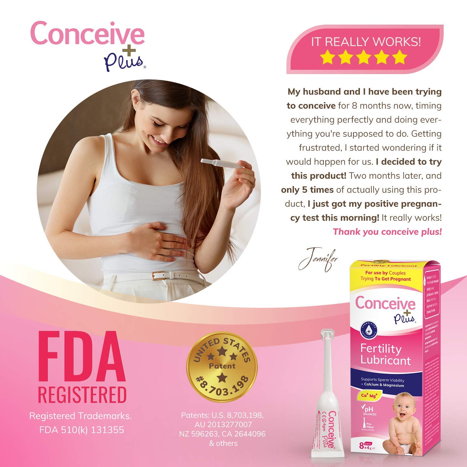 Conceive Plus Fertility Lubricant: with Ions (Mg2+ and Ca2+) for Fertility Support, Vaginal Moisturizer (8 Pre-Filled Applicators) : Beauty