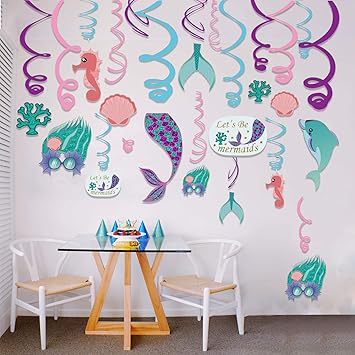 Sayala 30 Anni Decorazioni A Spirale Pendenti Sirenalets Be Mermaid Motivo Spirali Turbinanti Per Baby Shower Bambini Festa Di Compleanno Soffitto