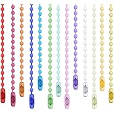 100 PCS Ball Bead Chain,3.74inch Mixed Color Ball Connector Clasp Keychain Metal Rings for Jewelry Making Steel Chain with Connector for Key Craft DIY