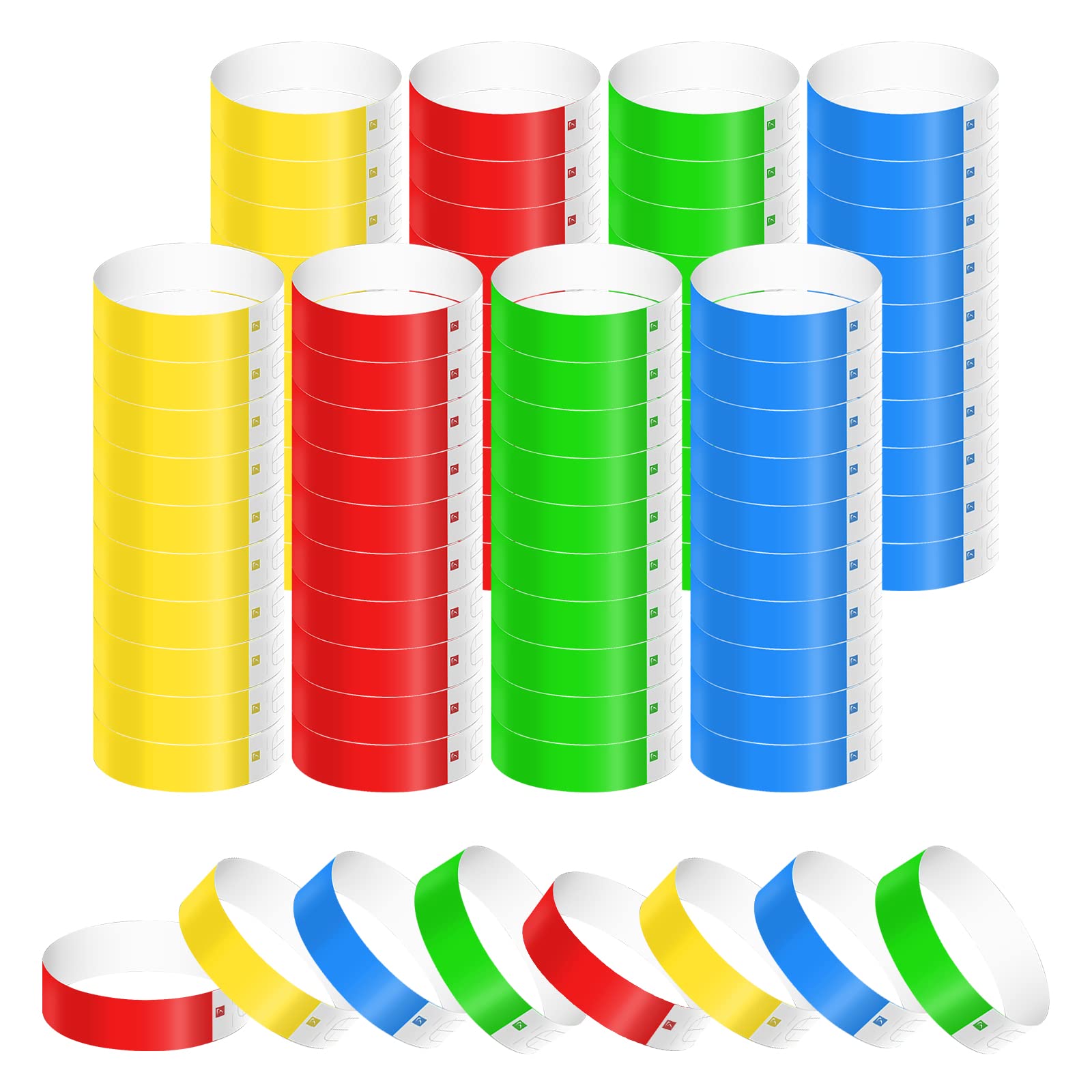 KINBOM 800pcs Neon Wristbands for Events, Colored Paper Bracelets Waterproof Identification Wristbands for Party Events Concerts Clubs(Green/Red/Blue/Yellow)