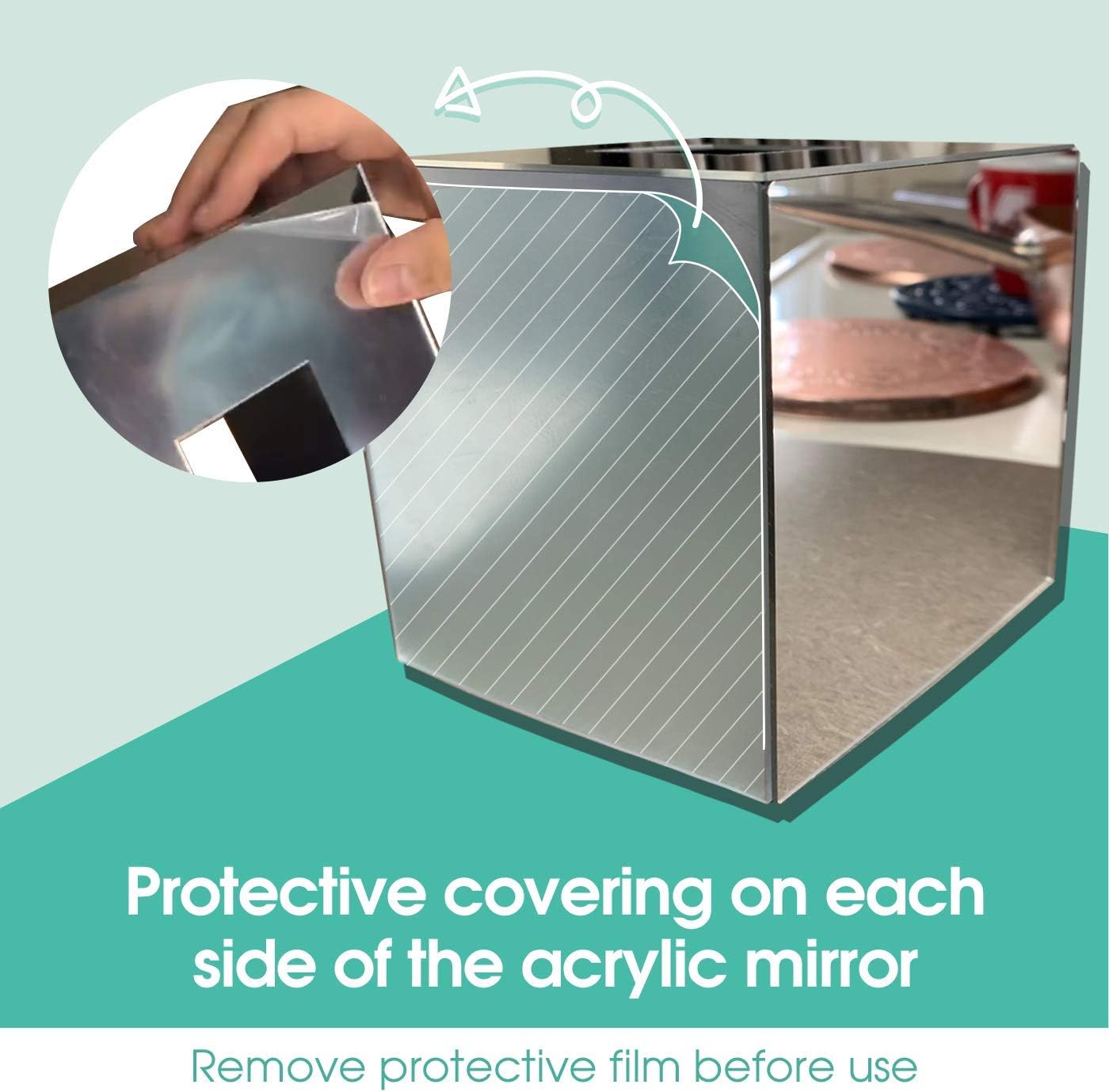 J JACKCUBE DESIGN JackCubeDesign Overall Acrylic Mirror Square Tissue Box Cover Holder Napkin Holder Organizer Stand(5.6 x 5.6 x 6.1 inches) - :MK219A: Home & Kitchen