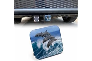 Beabes Dolphin Trailer Hitch Covers for Trucks, Ocean Sea Wildlife Dolphins Jumping Rubber Tow Plug Insert Receiver Tube Cap for Men Women, 2 Inch Hitch Cover