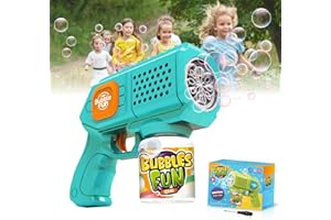 P PANACARE Bubble Machine,Panacare Bubble Gun for Kids,Automatic bubbele Machine Gun 10 Holes with LED Bubbles Making Toy，Bubble Maker Toys 10000+ Rich Bubbles/Min with Bubble Solution,for Kids Birthday/Party