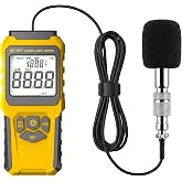 URCERI MT-91D Split Digital Sound Level Decibel Meter | Flexible wired mic probe, 35-135dB Class2, FAST/SLOW, air temp test, backlit LCD, data hold MAX/MIN, home HVAC construction