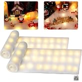 hatisan 2 Sets LED Christmas Fake Snow Blanket Roll with Lights, 70 x 17.7 Inches Artificial Snow Blanket with 100 LED Light Strings,Winter Decor for Christmas Trees Village Craft Indoor Outdoor