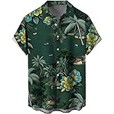 MIGFAXU Mens Short Sleeve Button Down Shirts Casual Printed Button Up Shirts Hawaiian