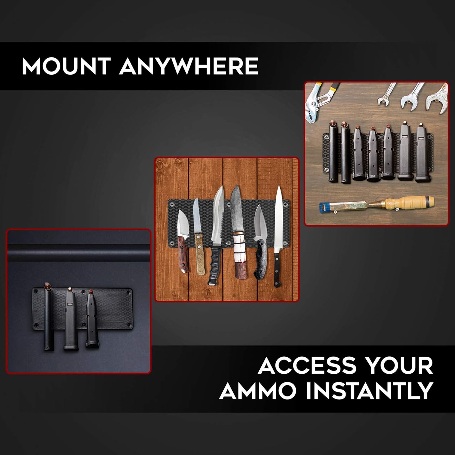 Magnetic Ammunition Holder for Gun Magazines and Clips. Organize & Mount in Your Gun Safe, Locker, Cabinet, Vault... The Ultimate Ammo Storage Accessories for Handgun, Pistol and Rifle Mags. : Sports & Outdoors