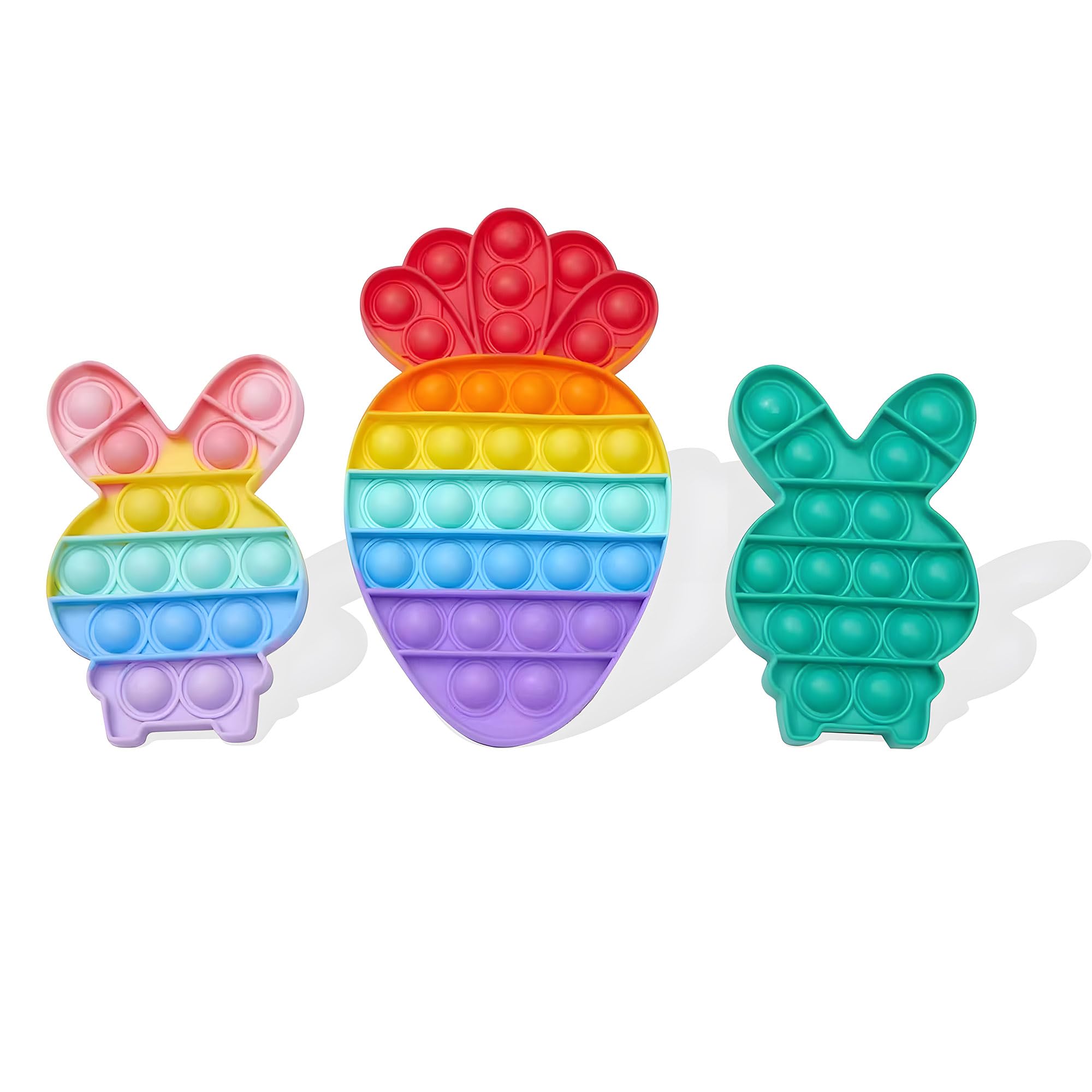 3Pack Easter Bunny Carrot Pop Bubble Fidget Sensory Toys,Puzzle Popper Toy Pack,Great Gifts for Kids Boys and Girls Birthday Party Stocking Easter Basket Stuffers