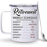 HYTURTLE Funny Retirement Gift For Women Men Dad Mom Retired, Retirement Weekly Schedule Calendar Mug Stainless Steel 12oz Coffee For Coworkers Office, Family Friend On Birthday Anniversary Christmas