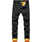 GUNLIRE Men's Thermal Fleece Lined Jeans Winter Slim Fit Thicken Stretch Warm Denim Pants