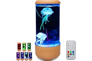 Cosney Jellyfish Lamp with Bluetooth & White Noise Sound, 33 LED 7-Color Changing Light & 5 Levels Brightness Aquarium Mood Lamps for Decorating, Relaxing for Kids and Adults (Wood)