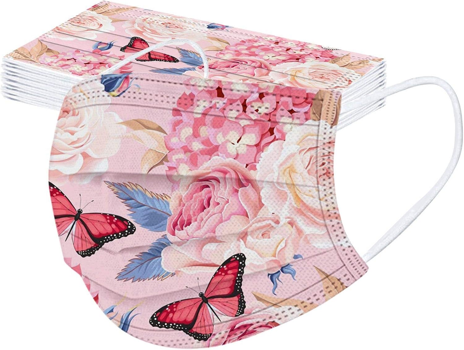 Ibeans Adults Floral Patterned Disposable Face_Masks with Designs for