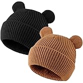 MniJiza Bear Baby Beanie Knitted Baby Winter Hat Infant Toddler Boys Girls Beanie with Cotton Lining