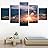SIGNWIN 5 Panel Canvas Wall Art Cityscape Sunset for Home Decorations Ready to Hang - 60"x32"