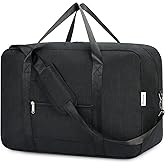 Carry on luaggage 22x14x9 Airlines Approved Foldable Carry on Bag Travel Duffel Packable Duffle Overnight for Women and Men 40L (Black)