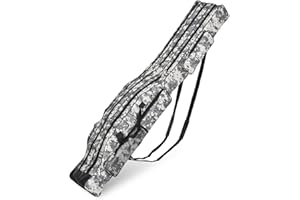 Srempeom 3 Layers Fishing Pole Bag,Portable 3 Layers Oxford Folding Rod Carry Case,Fishing Reel Tackle Storage Bag Case