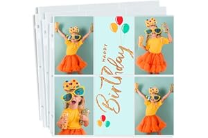 Dunwell 12x12 Scrapbook Page Protectors - 4x6 Photo Album Pages for 3-Ring Binder, (25-Pack, Vertical Layout), Holds 300 Pictures, Durable Refill Sleeves, Scrapbooking, Fits Pioneer & WRMK Albums