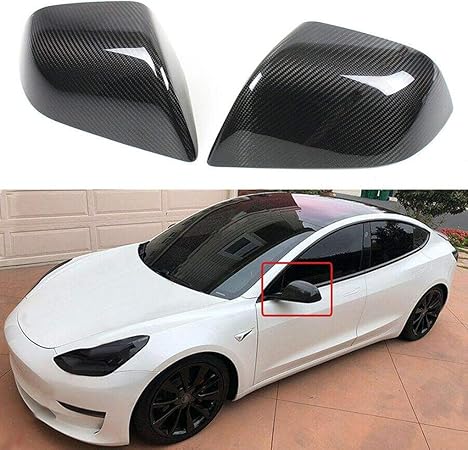 Qotone Replacement For Tesla Model 3 Rearview Mirror Cover Side Door Wing Mirror Carbon Fiber Cap Decor Amazon Co Uk Kitchen Home