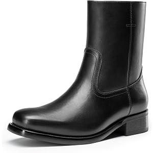 Rihero Western Cowboy Boots for Men Casual Dress Chelsea Ankle Boots | Inner Side Zip, Square Toe With Western Stitching, Sli