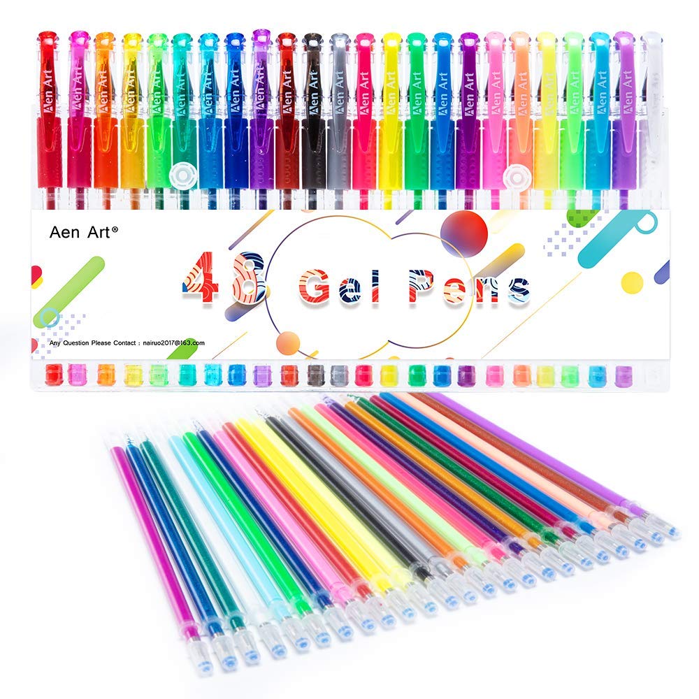 Aen Art Gel Pens Set Glitter For Coloring Books Metallic Neon Colored