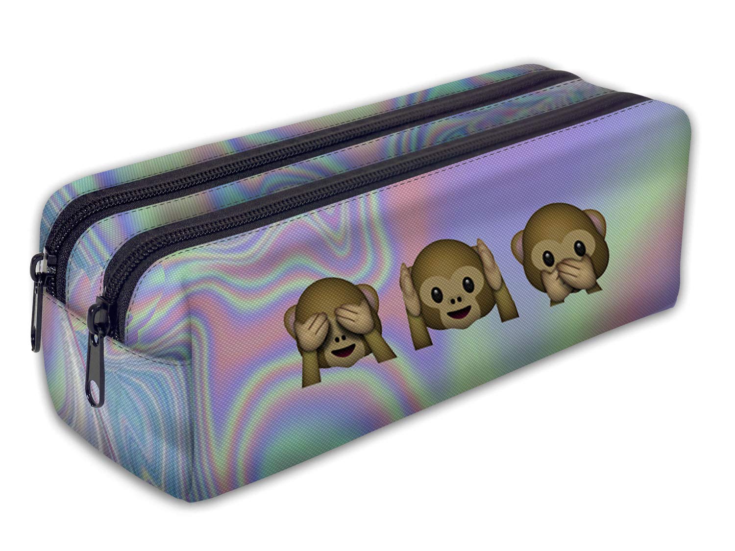 Pencil case with 2 Compartments Toiletry-Bag Vanity Case Make up Purse Phone Handbag Pencil-Bag Holder Hollo Monkey [107]